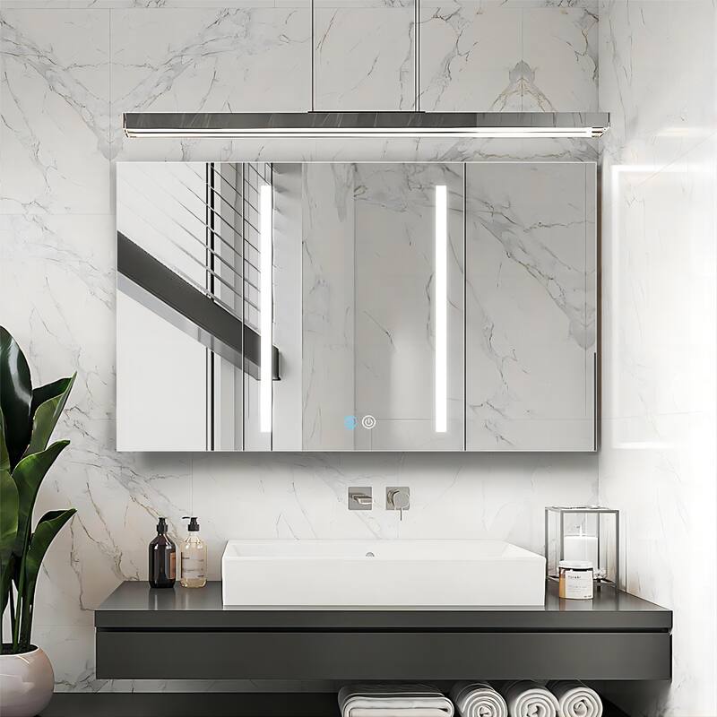 40" x 30" LED Modern Medicine Cabinet with Mirror and Defogger
