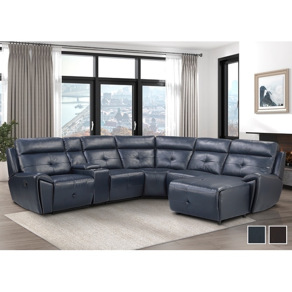Navy reclining store sectional