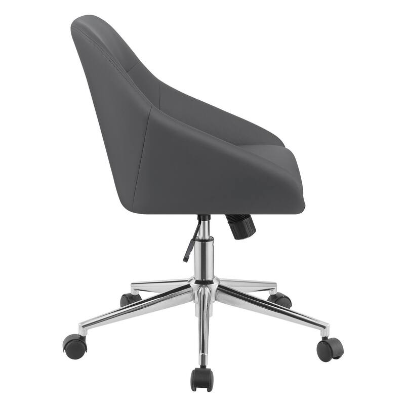 Gil 26 Inch Office Chair, Foam Filled Pintuck Seat, Gray Vegan Leather