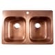 preview thumbnail 3 of 9, Santi Copper 33" Double Bowl Drop-In Kitchen Sink with 1 Hole