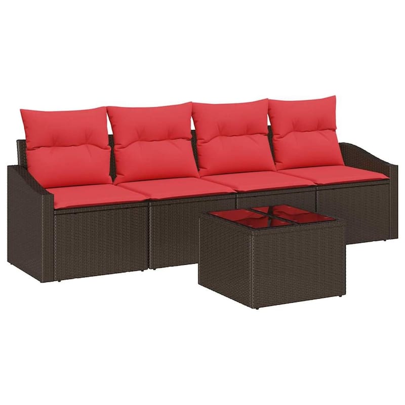 vidaXL 5 Piece Garden Sofa Set with Cushions - 91.7×24.4×27.2