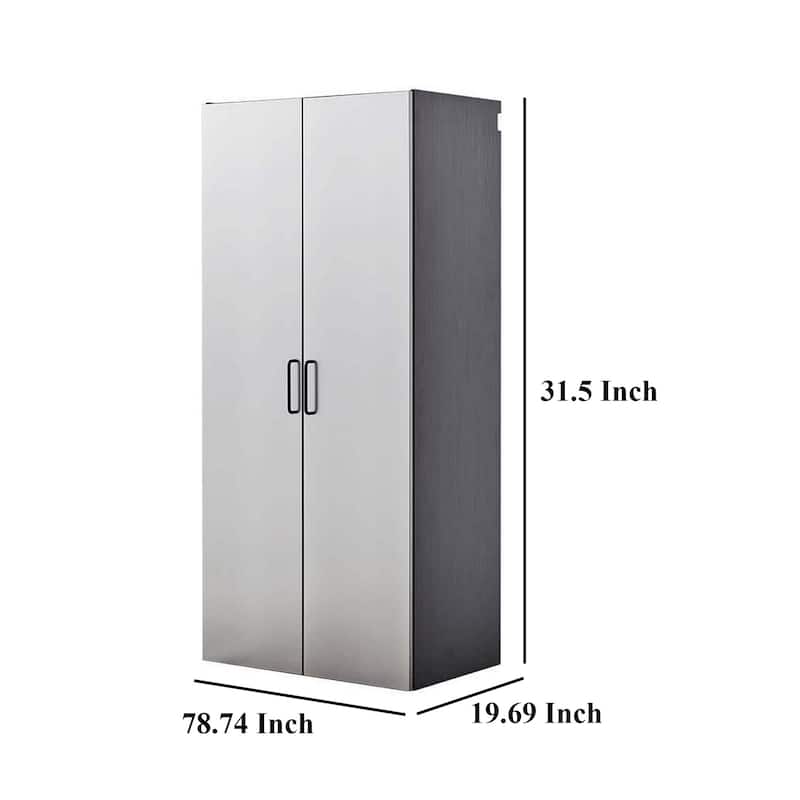 Asti Garage Garage Wall Storage Cabinet, 79 Inch, Gray Metallic Finish