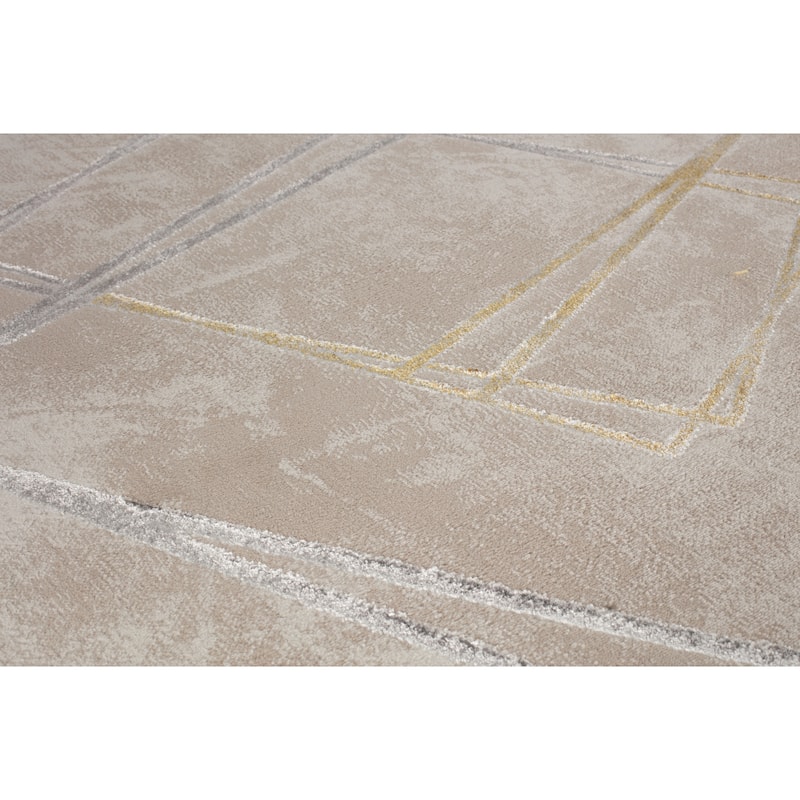 Maz Collection Beige/Gray/Yellow Contemporary Lines Area Rug