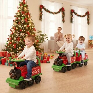 6V Toddler Ride On Train Combo: Track Ride & 2-Seater Carriage Set ...