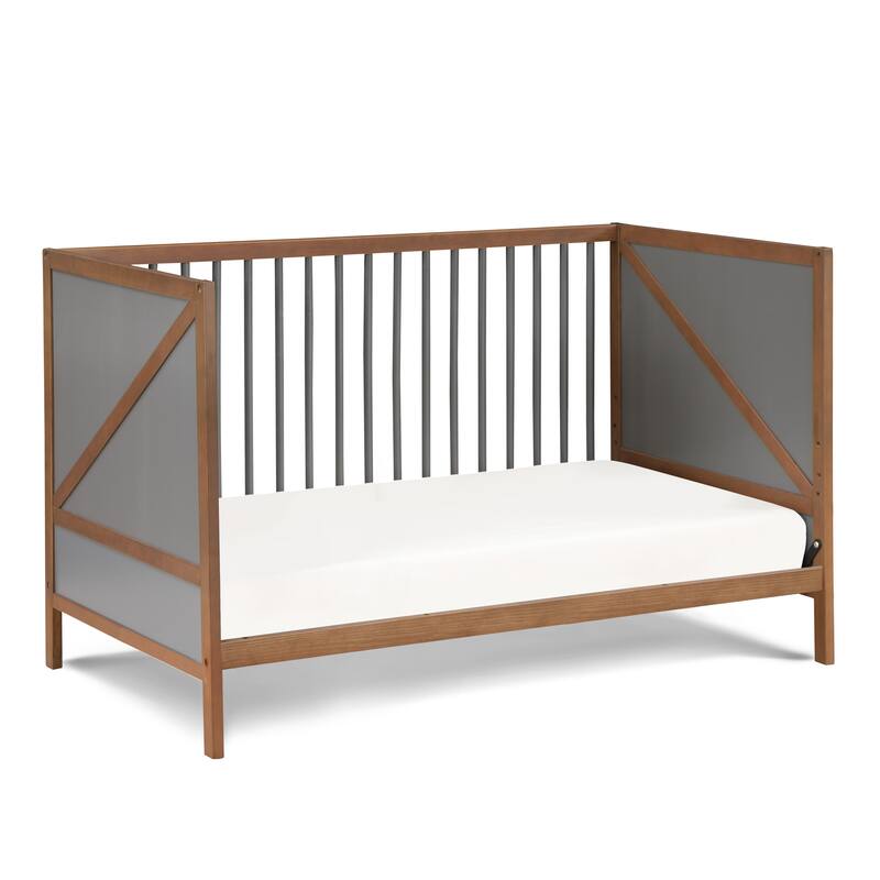 Pixie Zen 3-in-1 Crib in Walnut/Charcoal - Walnut Brown