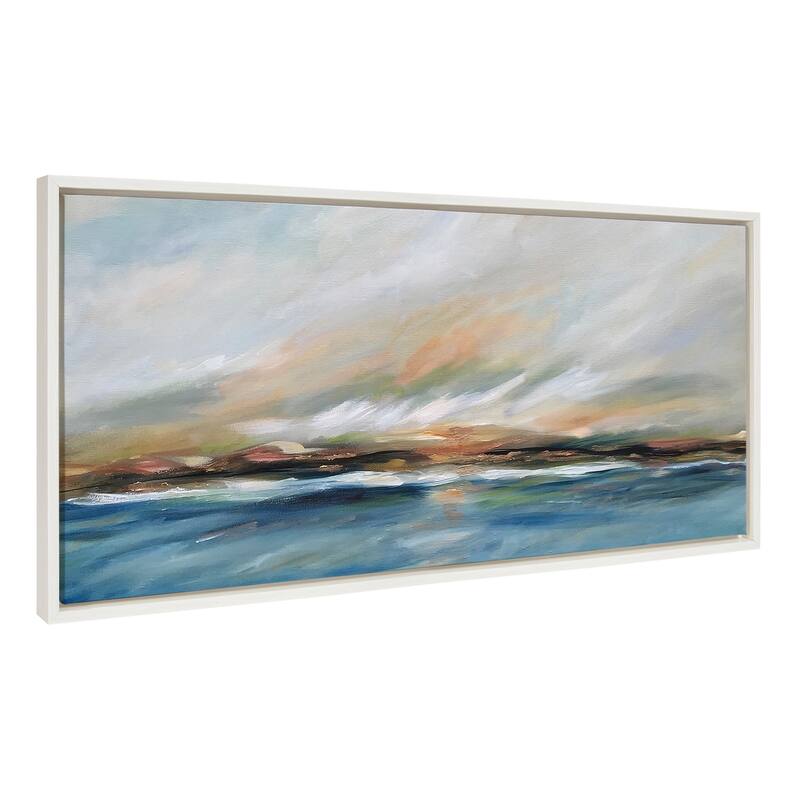 Kate and Laurel Sylvie Sunday Morning Framed Canvas by Mary Sparrow - 18x40 - Plastic - White