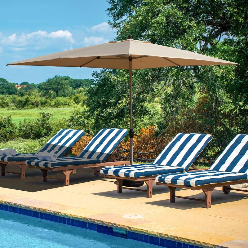 Rectangle Patio Umbrella with Crank Lift , Beige (Base not included)