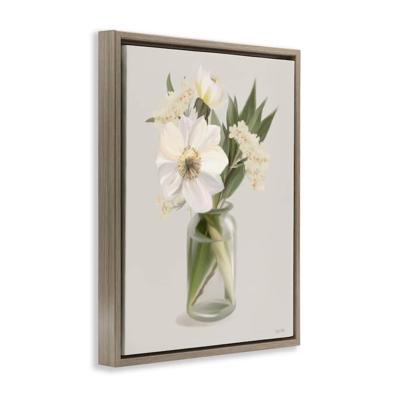 Stupell Spring Flower Bundle Vase Framed Floater Canvas Wall Art Design By House Fenway