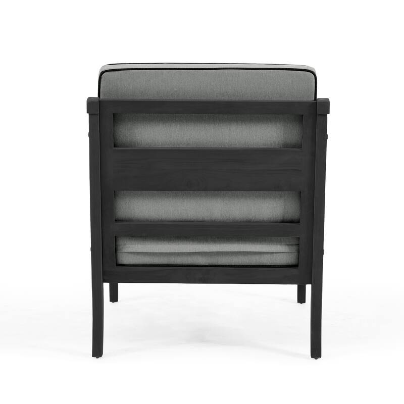 Black Wood Patio Accent Chairs with Water-Resistant Cushions