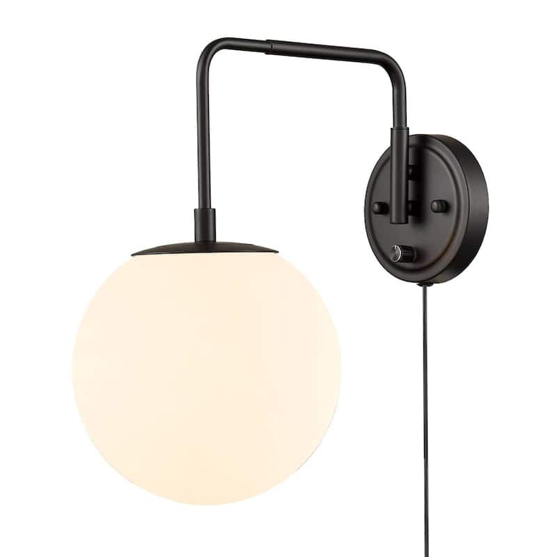 Sifnos Wall Sconce Opal Globe Glass Modern Wall Sconce Plug-in & Hardwired