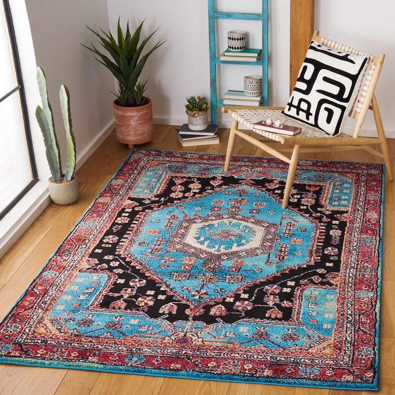 SAFAVIEH Vintage Hamadan Gertie Traditional Oriental Rug - 4' x 6' - Turquoise/Black