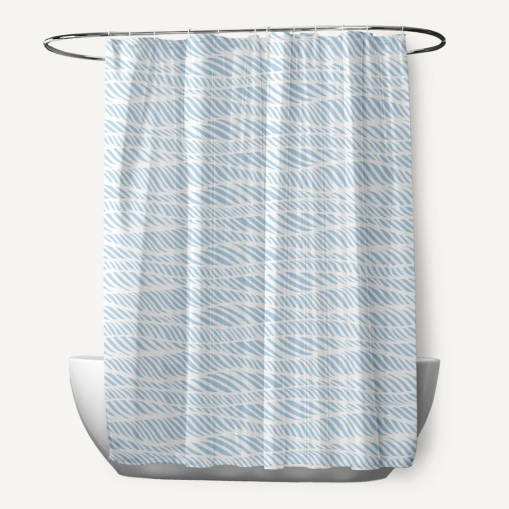 Rolling Waves Geometric Print Shower Curtain