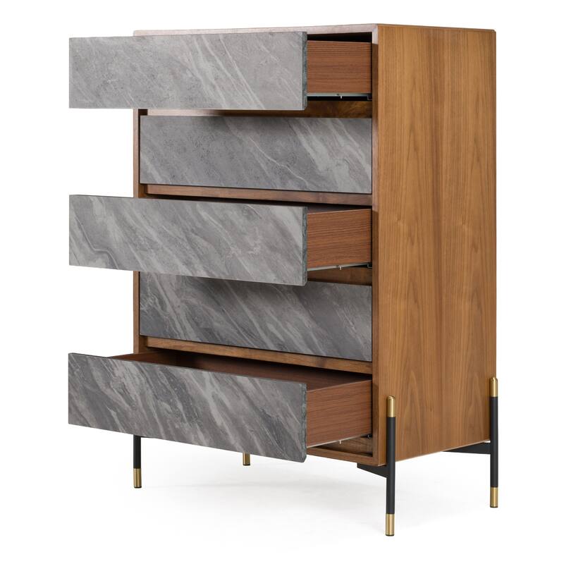 Nova Domus Metcalf Mid-Century Walnut & Grey Chest