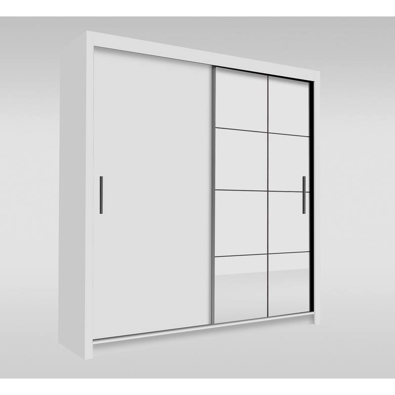 Cedar 2-Door Modern Wardrobe Armoire with Mirror - N/A
