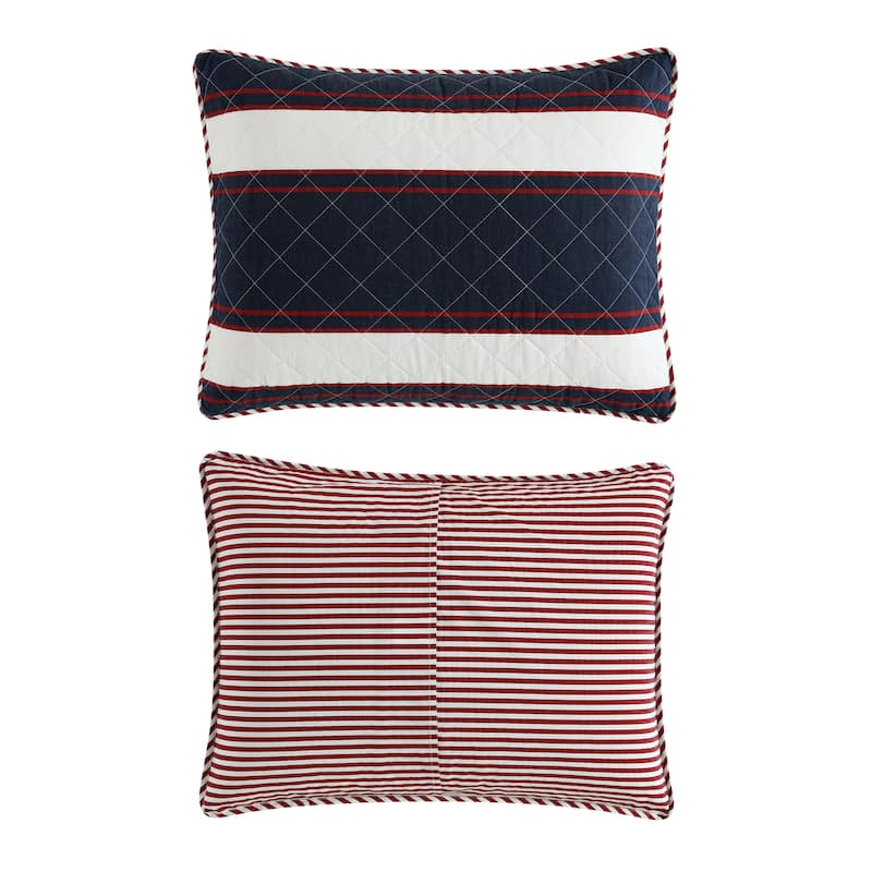 Nautica Wesley Cotton Reversible Blue Quilt Set