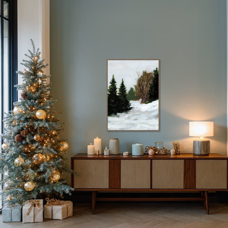 Winter on Grand Mesa by Pamela Munger Framed Canvas Wall Art Print - Sylvie Dark Gold