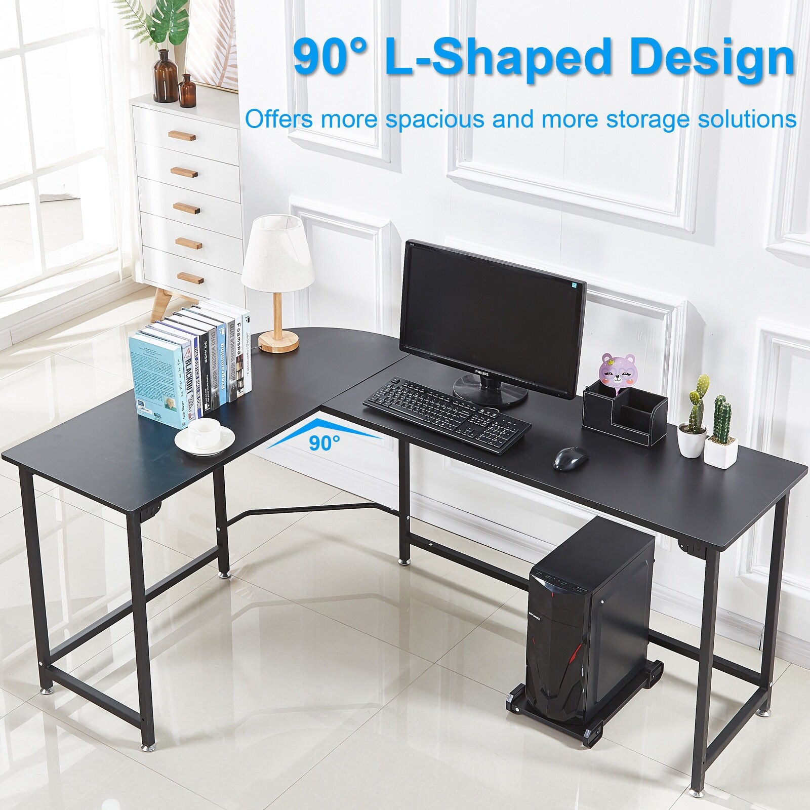 Shop L Shape Corner Workstation Table Steel Comouter Gaming Desk