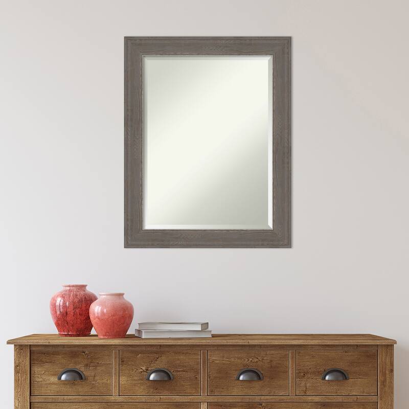 Beveled Bathroom Wall Mirror - Alta Brown Grey Frame - Alta Brown Grey