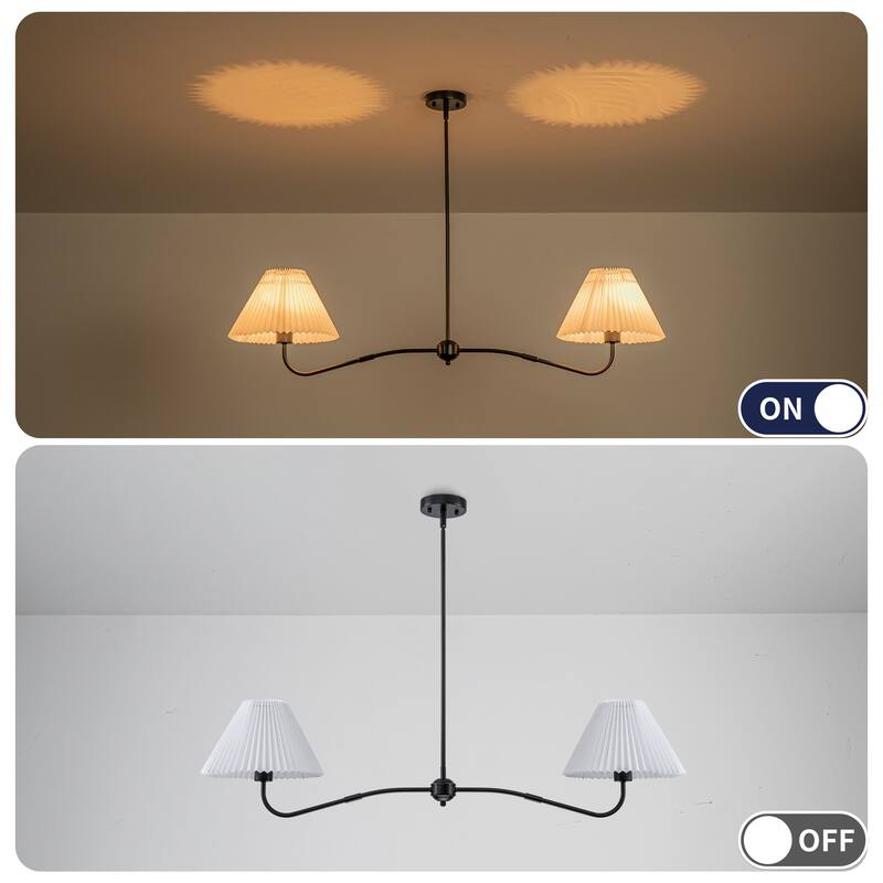 2-Light Linear Pleated Fabric Pendant Light