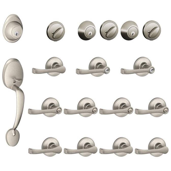 Schlage Barcelona Complete House Door Hardware Package with Torino - Satin Nickel