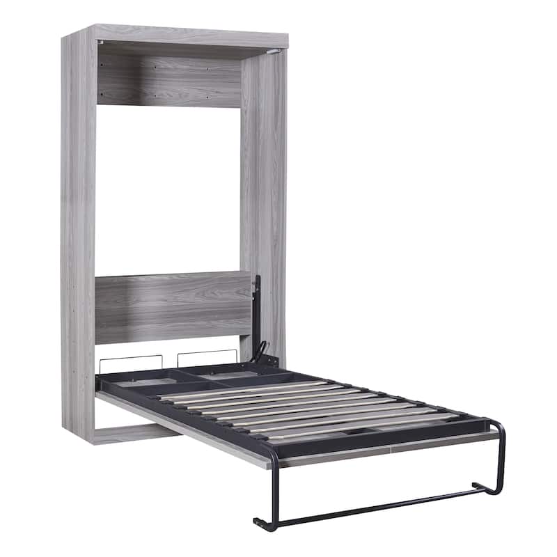 Grey Twin Murphy Bed with Cabinet Fold