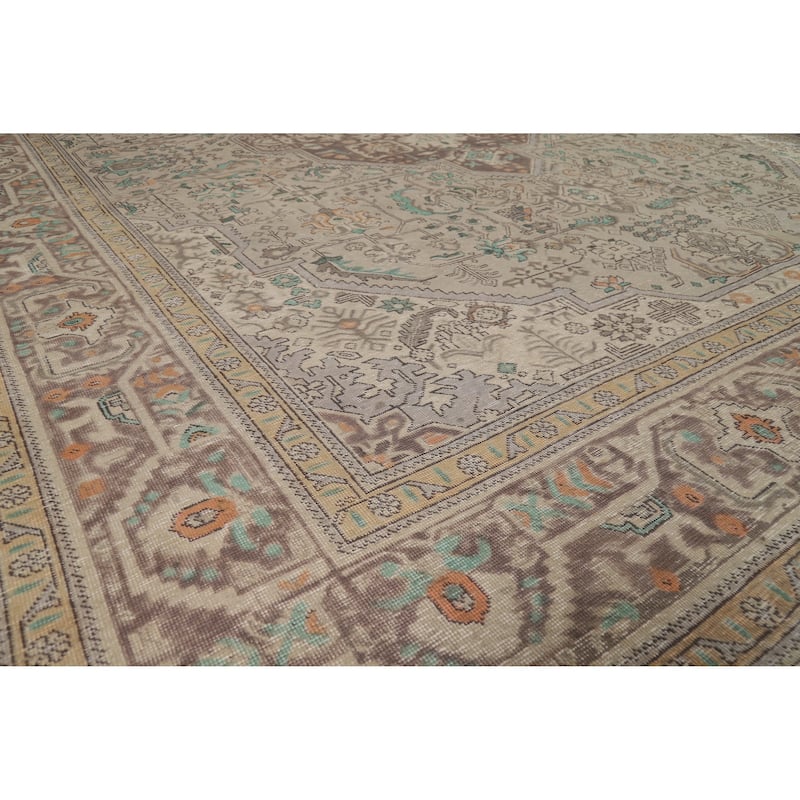 Tabriz Persian Vintage Area Rug Hand-Knotted Bedroom Wool Carpet - 9'6" x 12'8"