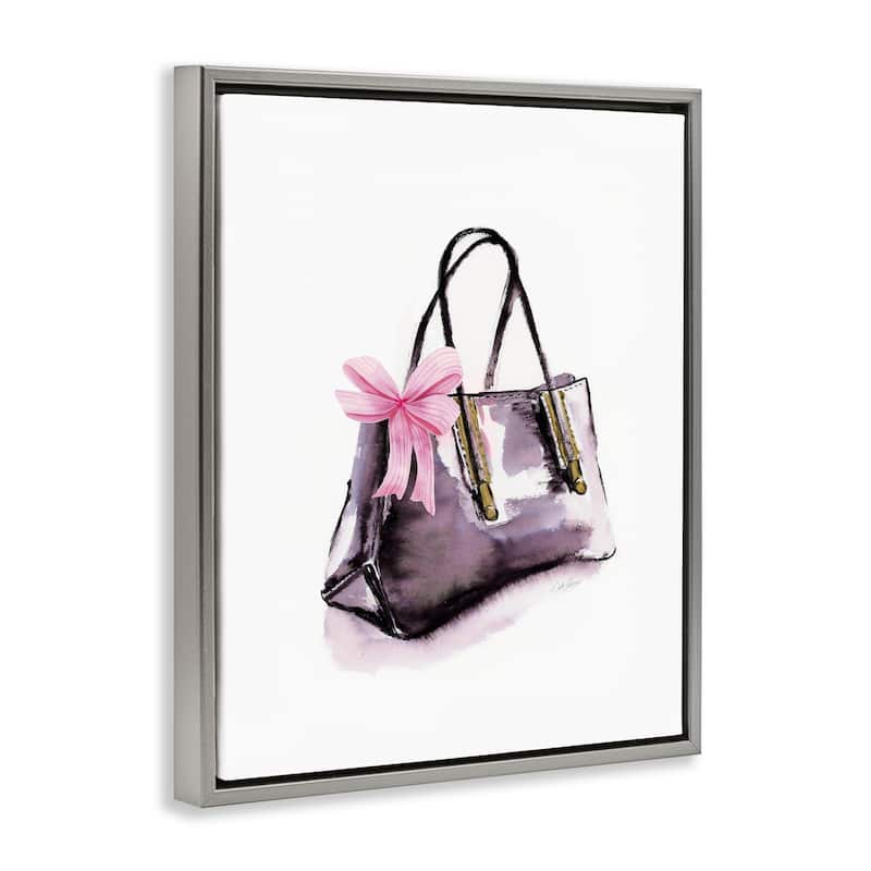 Stupell Luxe Purse with Ribbon Framed Floater Canvas Wall Art Design By Stella Chang