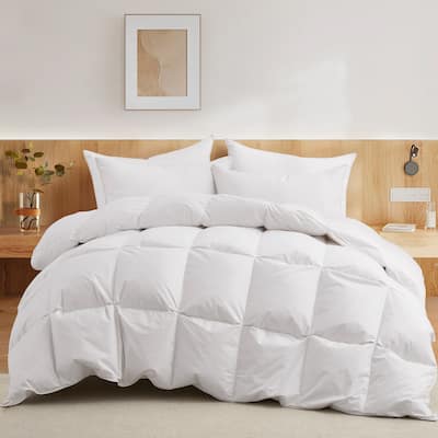 All Season White Goose Feather and Down Comforter