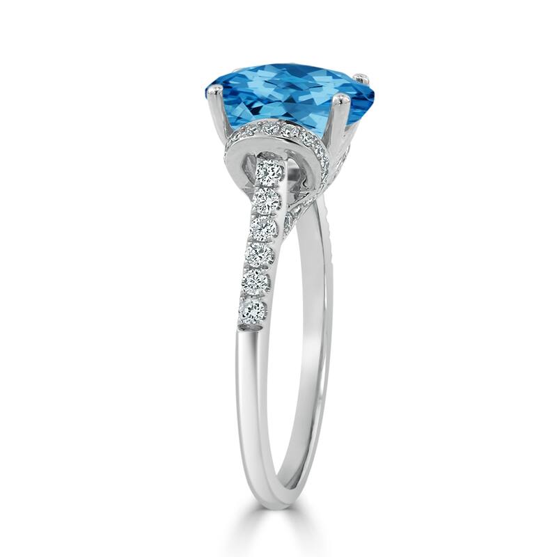 Auriya Modern 2 3/8ct Oval Swiss-blue Topaz and Diamond Engagement Ring 3/8cttw 14k Gold