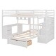 preview thumbnail 6 of 16, Storage-Savvy Design Wood Bunk Bed with Surdy Construction, Build-in Ladder and Desk, White