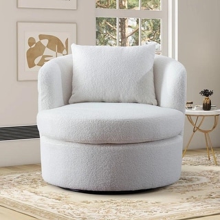 33'' W Super Soft Upholstered Swivel Barrel Chair with Pillow - Bed ...