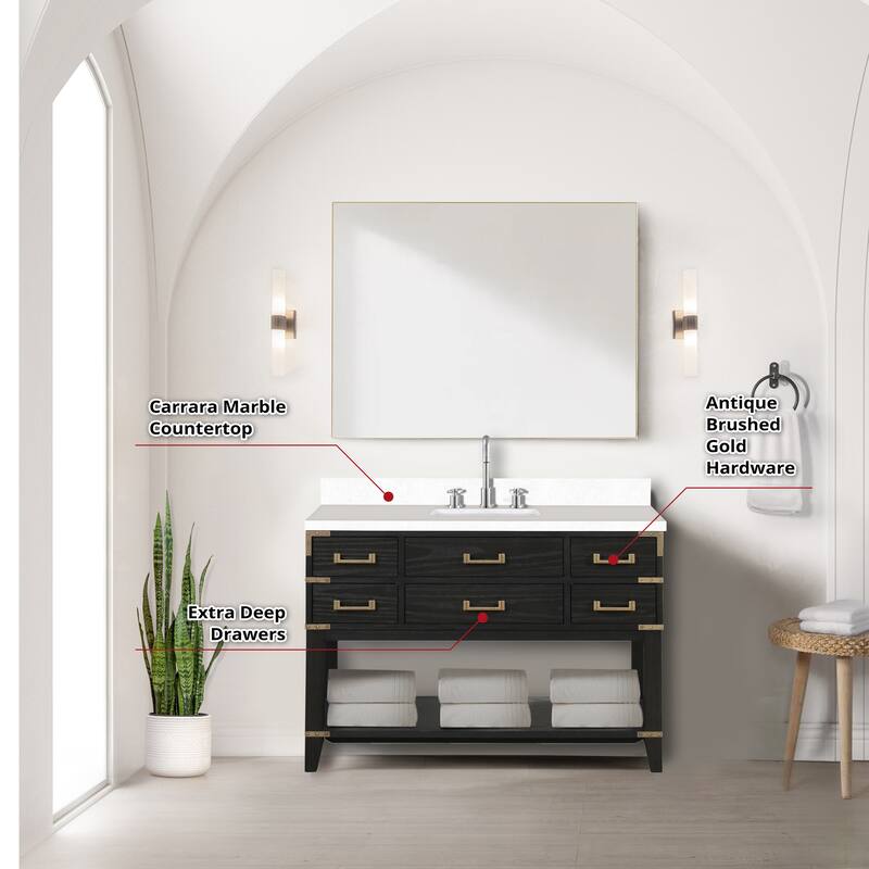 Norwalk 48 in W x 22 in D Black Oak Single Bath Vanity and Cultured Marble Top