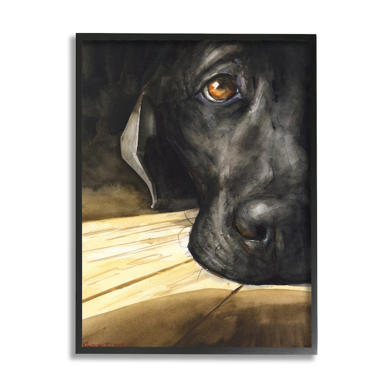 Stupell Labrador Resting Pet Dog Portrait Brown Black Framed Wall Art - 24 x 30 - Black