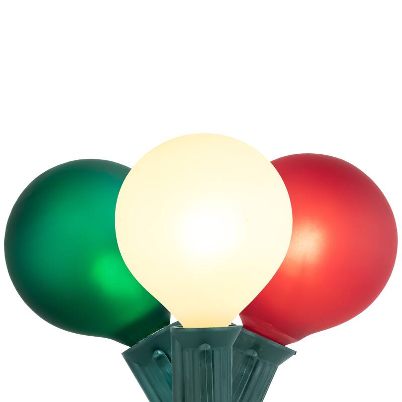 10-Count Frosted Red White and Green G50 Globe Patio Lights 9ft Green Wire - 9'