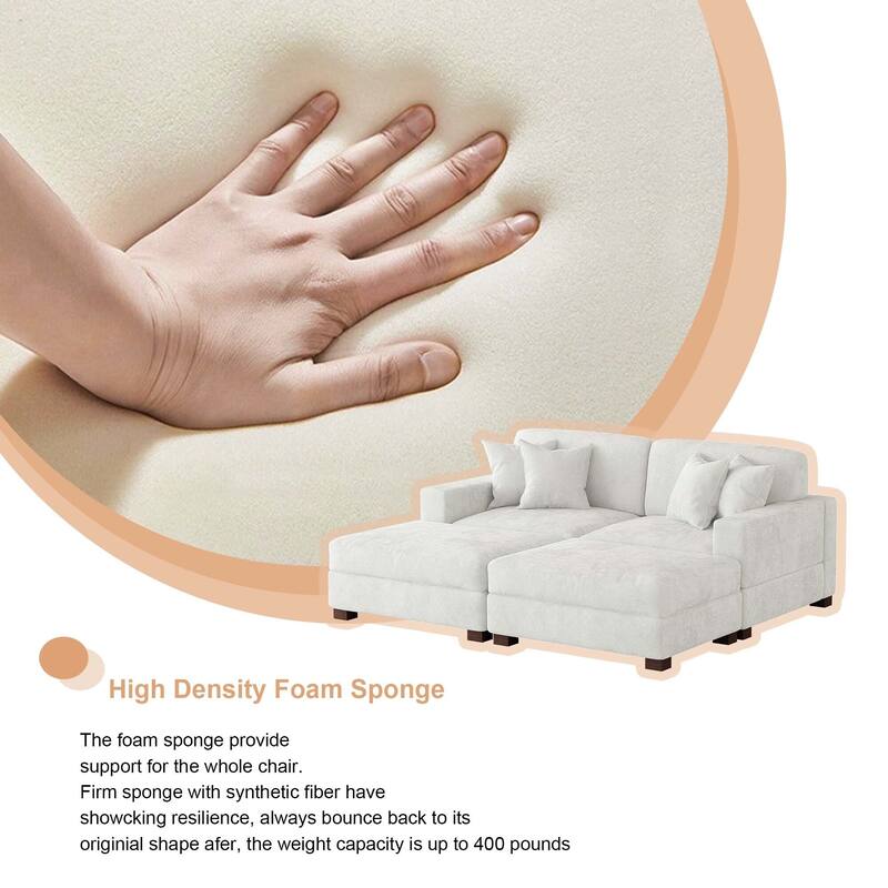 Oversized Chenille Modular Sectional Sofa Conversation Set with 2 Ottomans