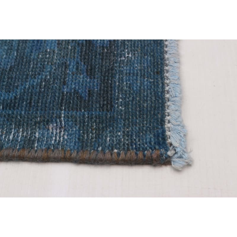 ECARPETGALLERY Hand-knotted Color Transition Sky Blue Wool Rug - 3'6 x 9'8