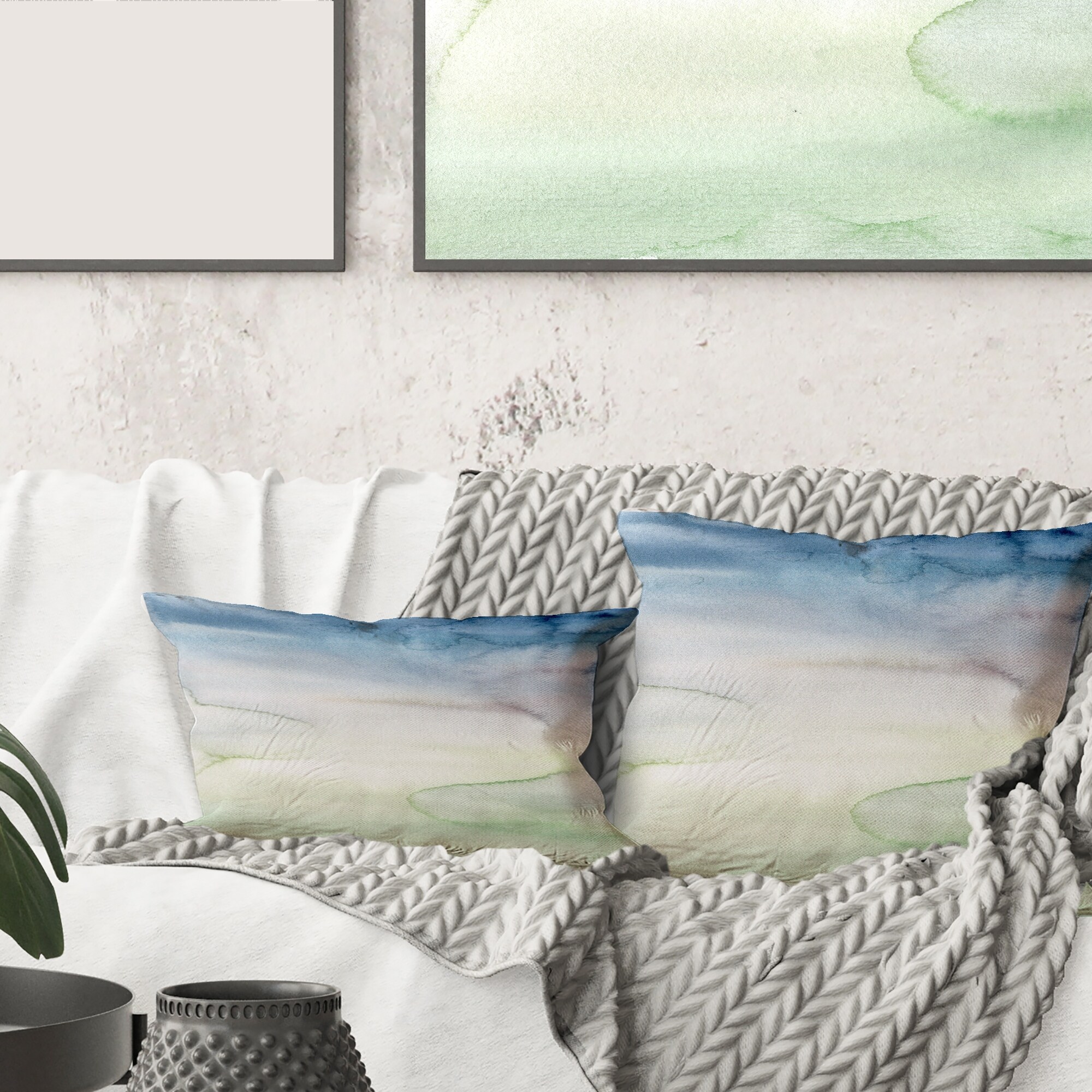 Pastel green top throw pillows