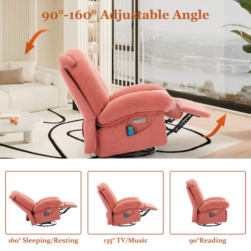 XINMICS Swivel Recliner Chair, Glider Rocking Power Recliner with Massage and Heated (Set of 2)
