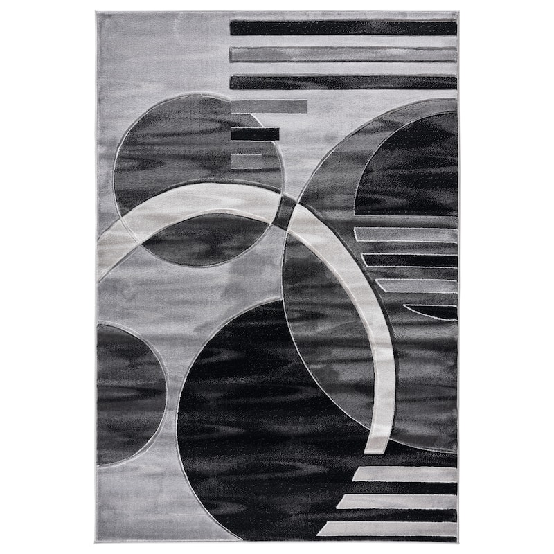 Orelsi Grey/Black Polyester Area Rug - 5'2'' X 7'5''