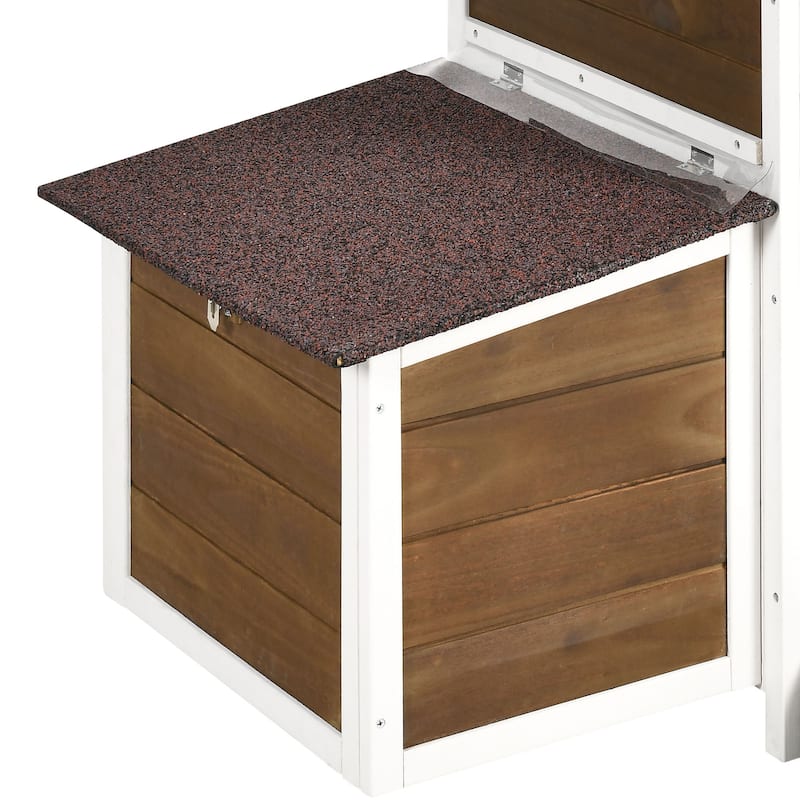 Outdoor Wooden Chicken Coop Hen House with Nesting Box and Run Poultry Cage-66.92"L x 24.8"W x 27.95"H - Brown