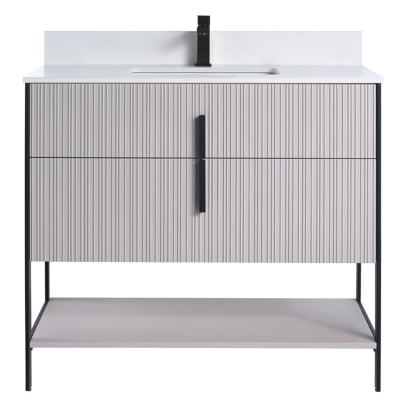 Fine Fixtures Serenity Modern Bathroom Vanity with White Stone Top