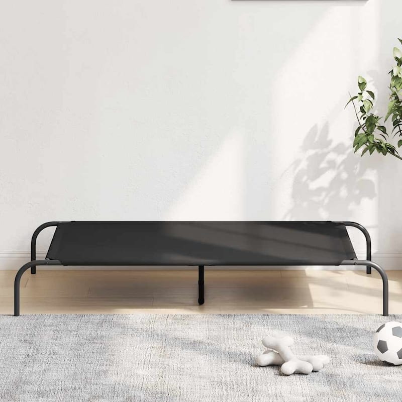vidaXL Elevated Dog Bed Raised Dog Cot Puppy Sleeping Bed Black Textilene - 51.2" x 31.5" x 7.9" (L x W x H) - Black - oxford fabric