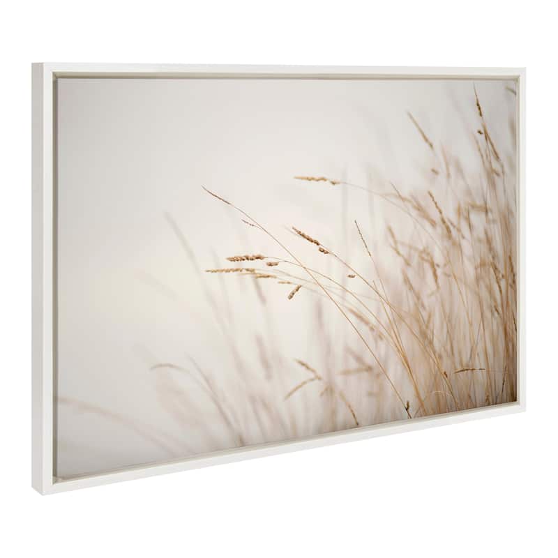 Kate and Laurel Sylvie Marsh Grass No 1 Framed Canvas by Crystal Lynn Collins - 23x33 - White