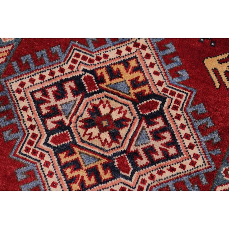 Southwestern Super Kazak Soleil Red/Beige Hand Knotted Wool Runner - 2'7'' x 9'6''