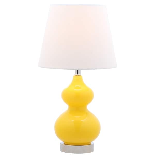 slide 2 of 5, SAFAVIEH Kids Lighting 18.75-inch Eva Yellow Double Mini Table Lamp - 10" W x 10" D x 18.8" H