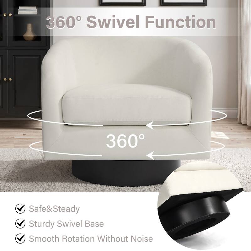 360-Degree Swivel Round Barrel Velvet Armchair Accent Chairs