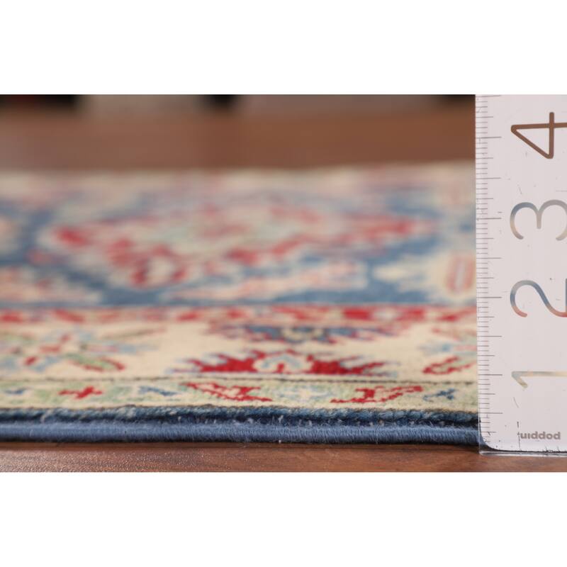Blue Kazak Accent Rug Handmade Traditional Wool Carpet - 3'3" x 4'9"