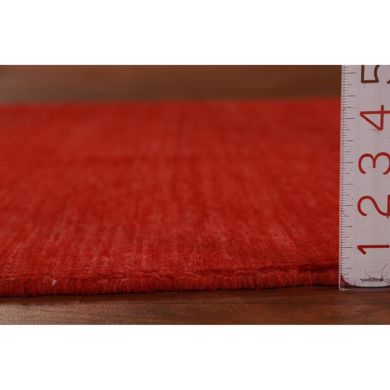 Red Modern Gabbeh Oriental Rug Hand-Knotted Wool Carpet - 3'3" x 4'11"