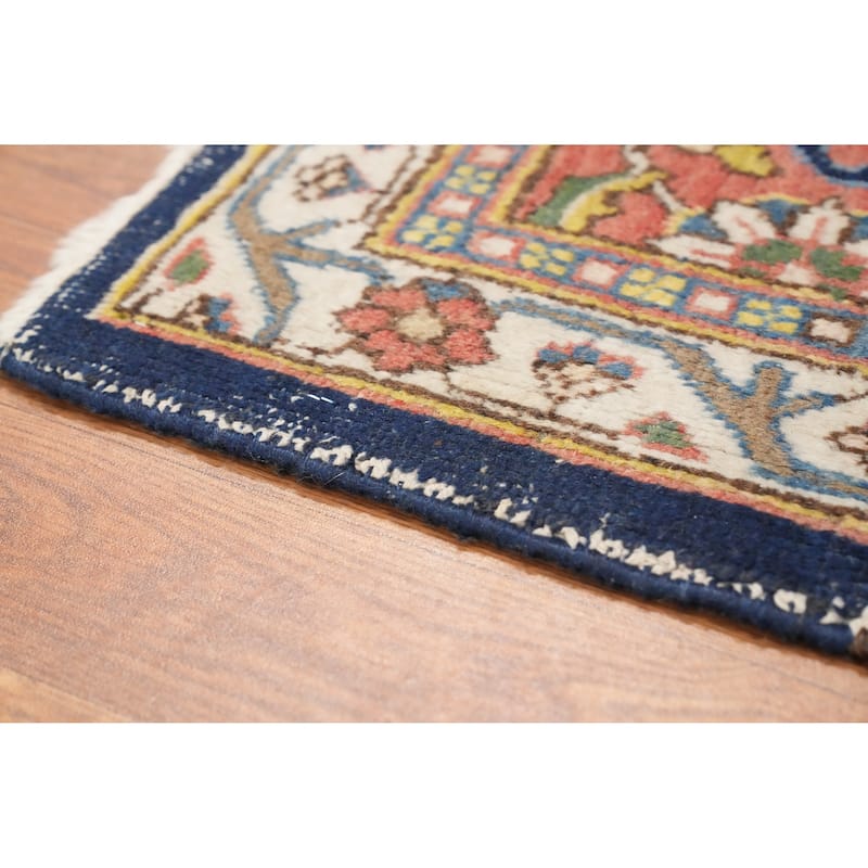 Hand Knotted Oriental 100% Wool Carpet Traditional Floral Navy Blue & Blues Tabriz Area Rug - 10' 6'' X 7' 2''