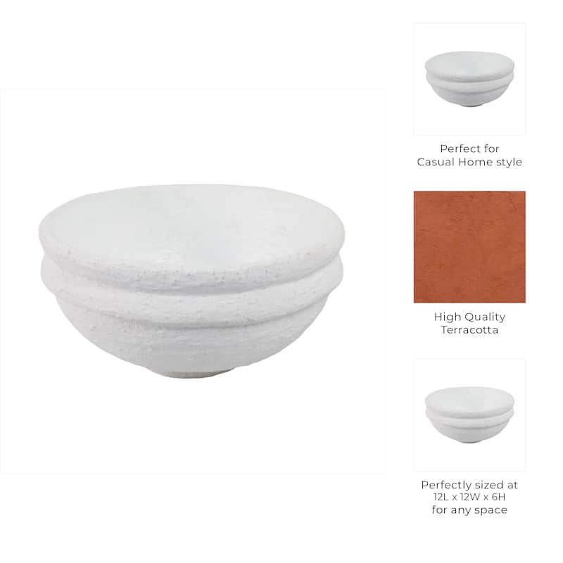 Handcrafted Pottery Bowl Textured Rim Detailing and Sculpted Form - 12" x 12" x 6"